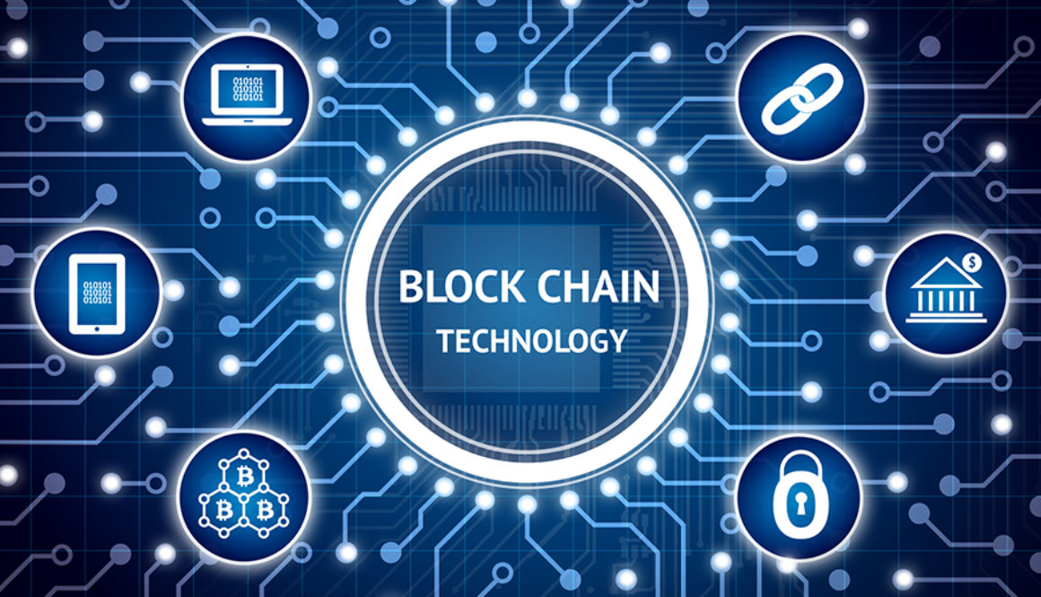 Blockchain , Distributed ledger technology , bitcoin concept. Electric circuit graphic and infographic of Block chain , network connect , security , binary coded icons.